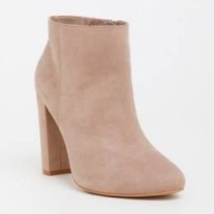 TAUPE FAUX SUEDE HIGH HEEL BOOTIE (WIDE WIDTH)